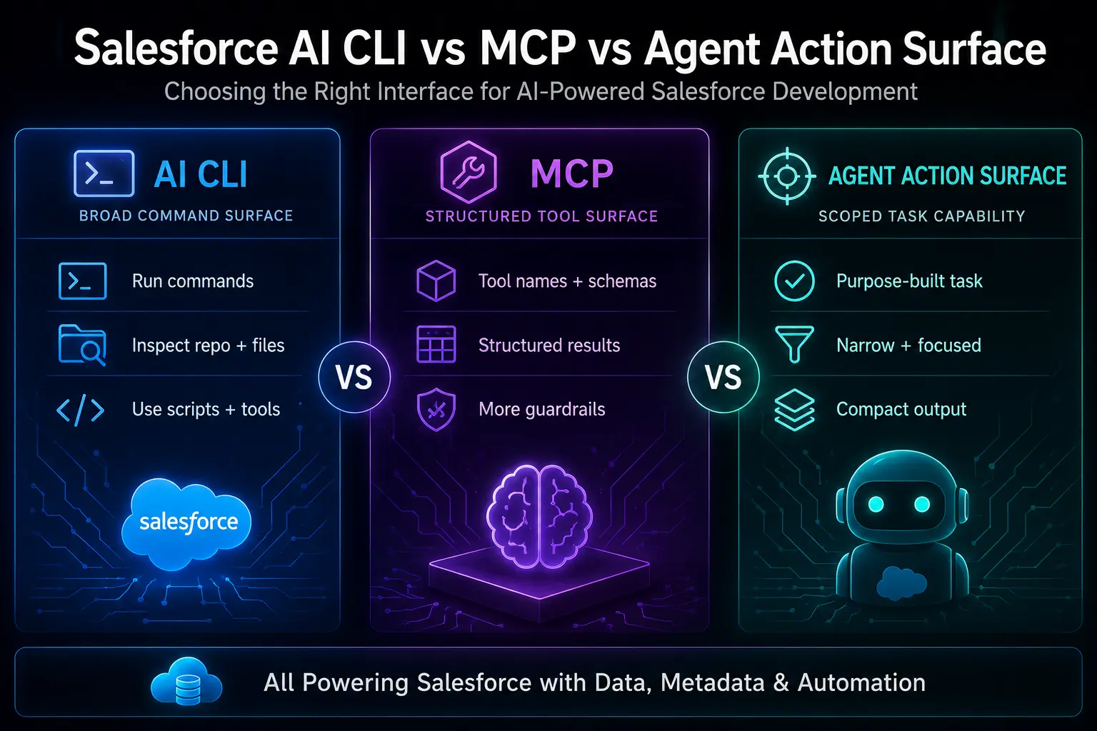 Salesforce AI: How to Choose Between CLI, MCP and Custom Actions for Agents